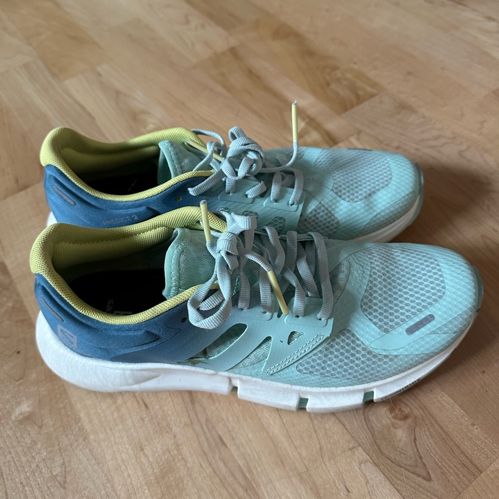 Salomon Mint and Yellow Sneakers